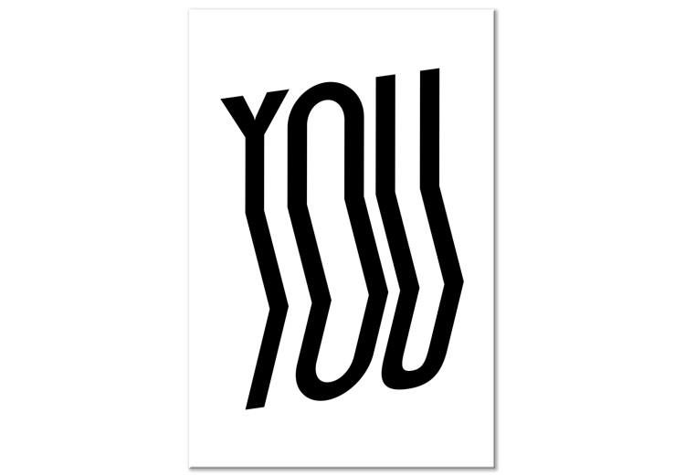 Canvas Black, curved inscription – ‘’YOU’’ on a minimalistic white background
