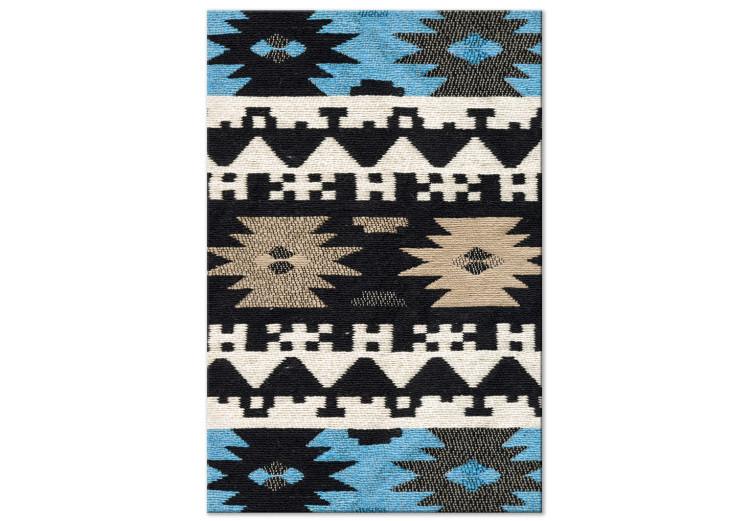 Canvas Boho fabric - patterned texture in beige and blue tones