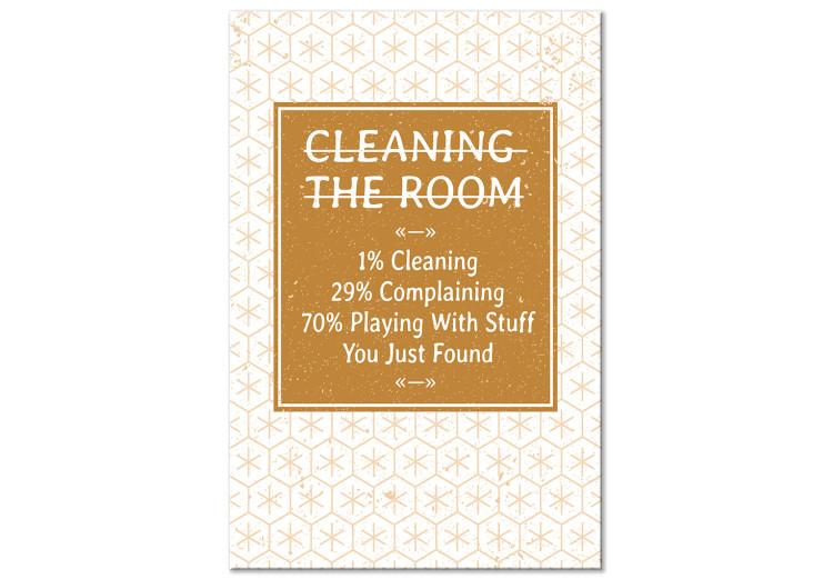 Canvas Room cleaning - a funny lettering in English with a brown pattern, will work in every interior
