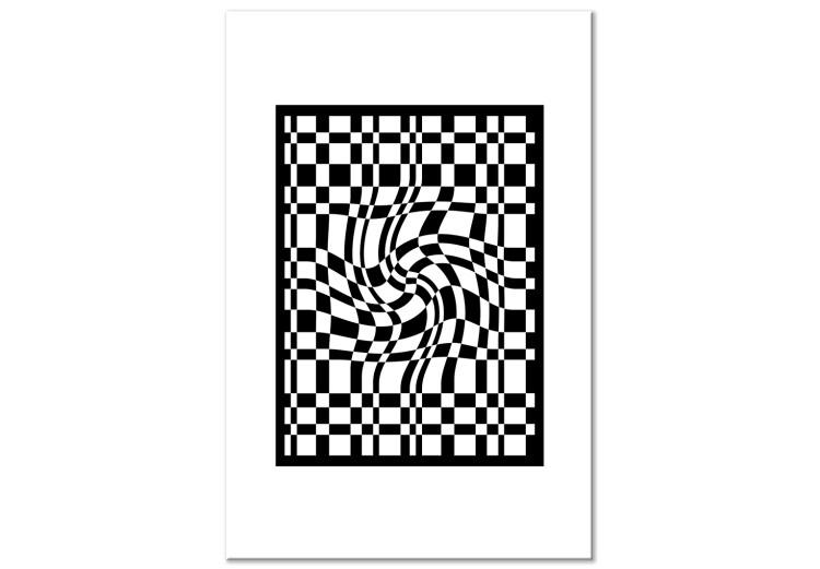 Canvas Checkerboard curvature - monochrome abstract simplicity