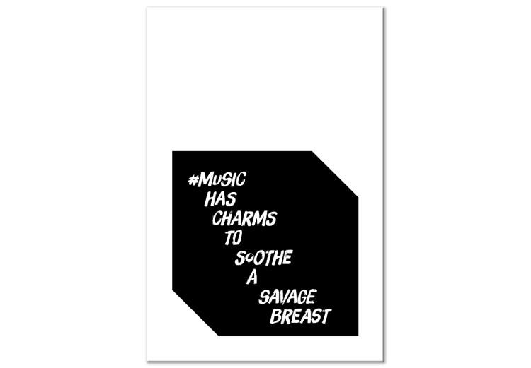 Canvas Even the greatest beast can be called music - minimalist black and white graphics with an inscription in English