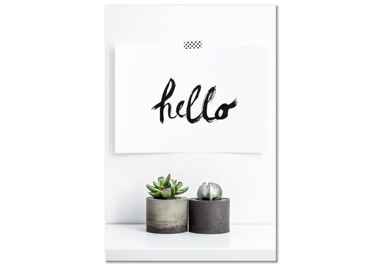 Canvas Scandinavian details - succulents on the shelf and a ‘’hello’’ sign