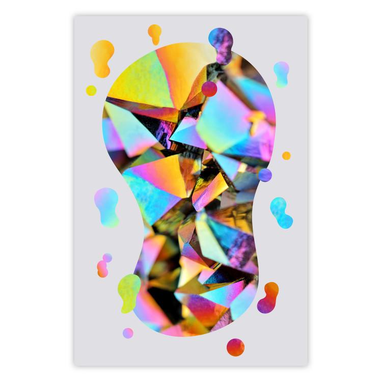 Poster Rainbow Traces - modern colorful abstraction on a gray patterned background