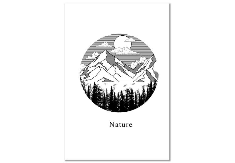 Canvas Mountain land - Minimalist black and white Mountain landscape with an inscription in English