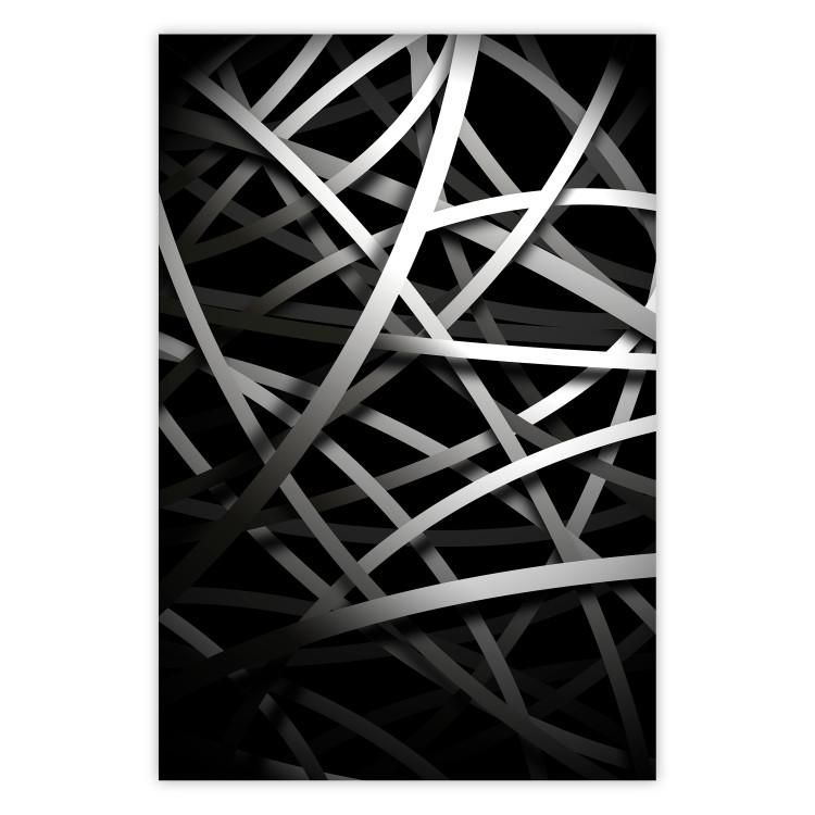 Poster In the Web - black and white industrial abstraction with dense vines