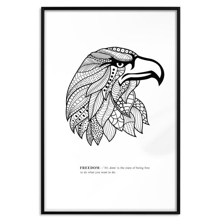 Poster Eagle of Freedom - black and white composition with a predatory bird in patterns