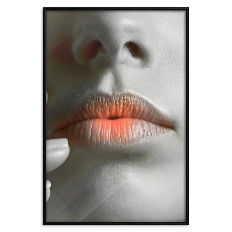 Poster Hot Lips - black and white composition with a close-up of a woman's face
