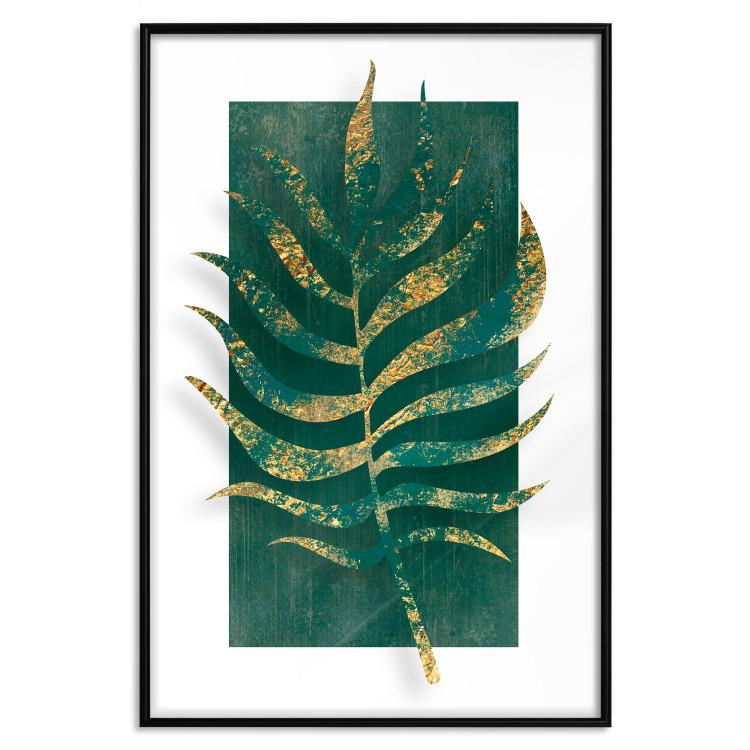 Poster Exclusive Nature - composition on white with emerald-golden leaf
