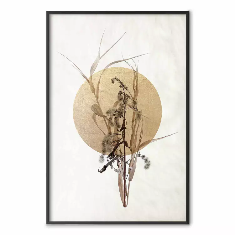 Field Bouquet - beige Japanese-style composition with a circle and plant