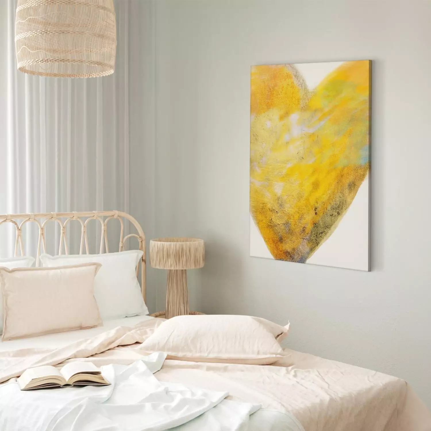 Canvas Art Print Painted with Heart - Art of Love in Yellow Hue