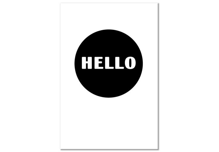 Canvas Hello - white inscription on a black circle, on the background