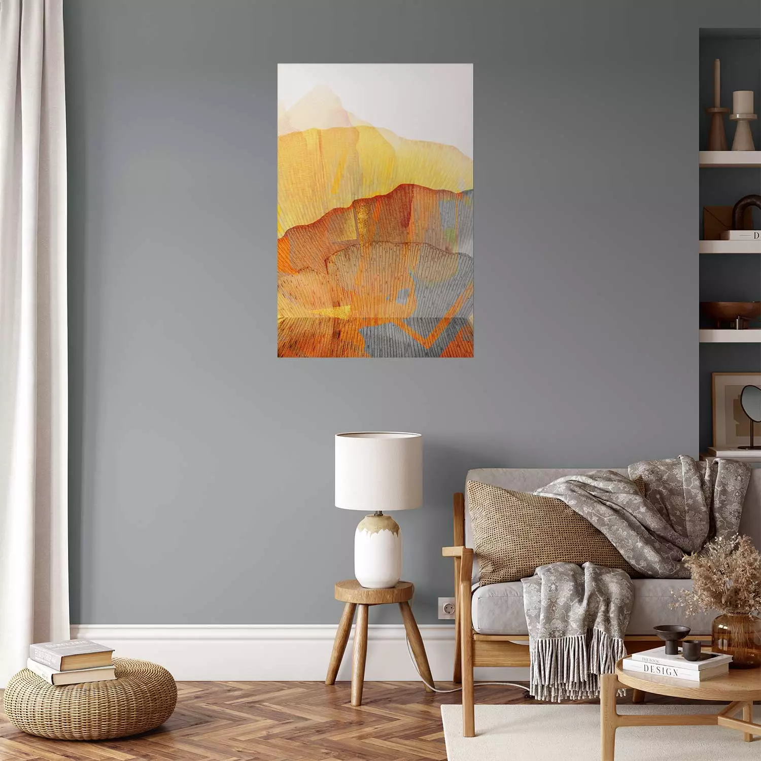 Wall Poster Noble Stone - colorful abstraction with predominance of orange
