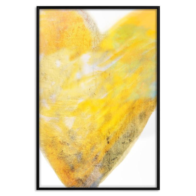 Poster Sunny Heart - abstraction with a love symbol in shades of yellow