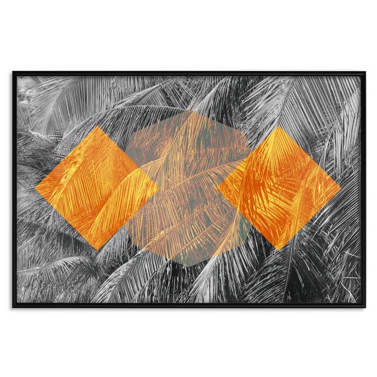 Poster Exotic Form - composition with geometric shapes on a background of palms