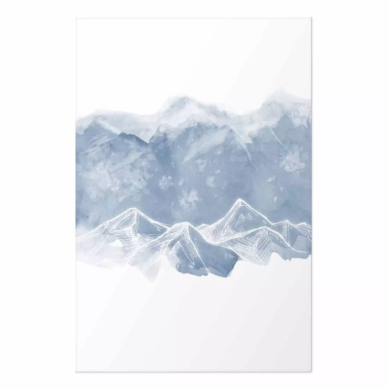 Wall Poster Icy Land - winter landscape of snowy mountains on a uniform background
