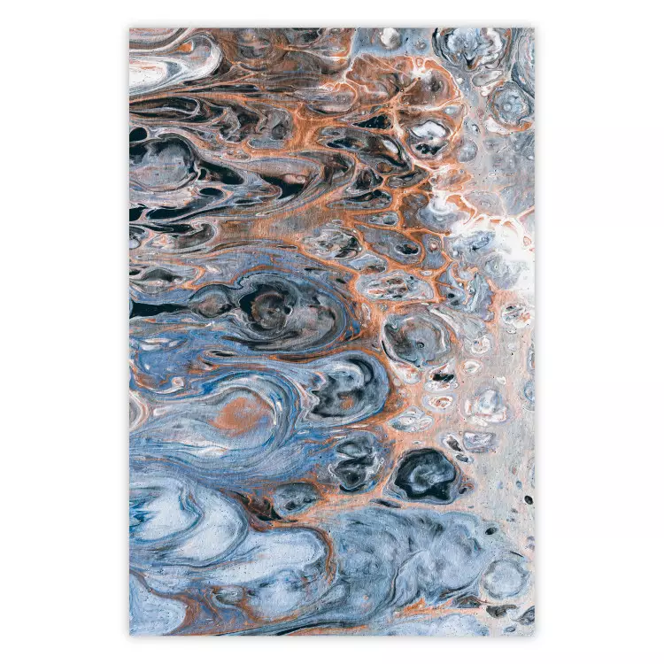 Poster Sienna Blue Marble - colorful abstraction with artistic spots and streaks