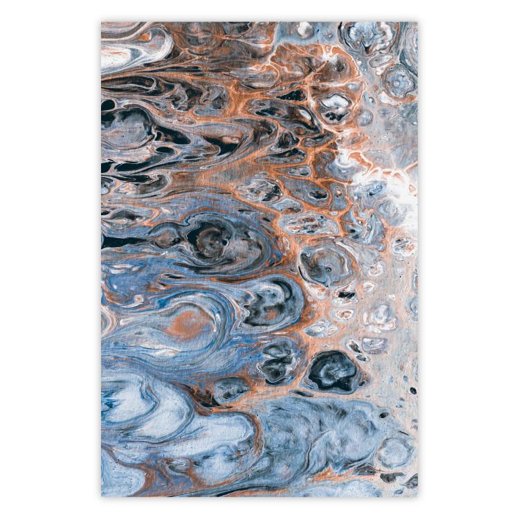 Poster Sienna Blue Marble - colorful abstraction with artistic spots and streaks