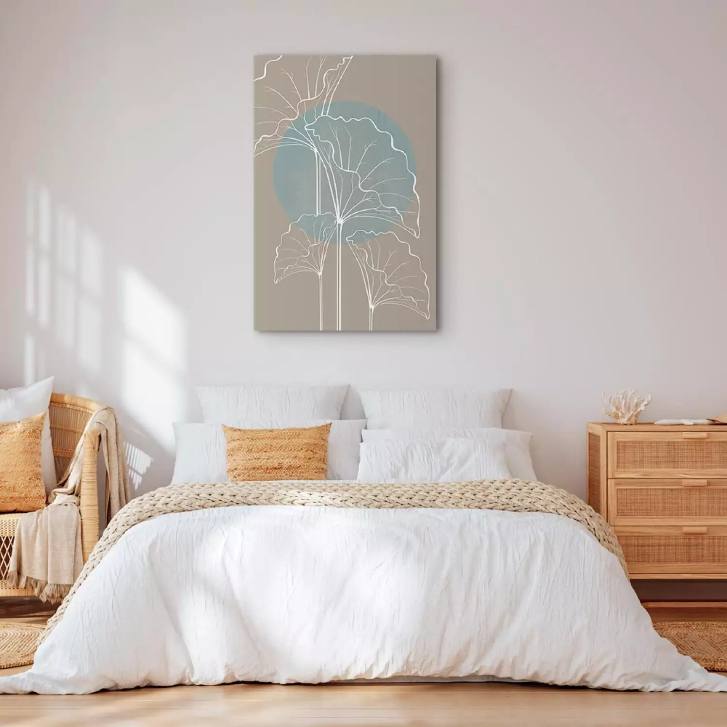 Canvas Art Print Floral Harmony - Plant Motif in Japandi Style