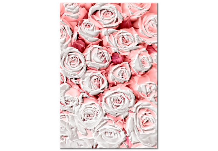 Canvas Sunken roses - flowers in shades of pink and white