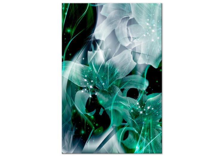 Canvas Green World of Lilies (1-part) - Floral Motif in Abstraction