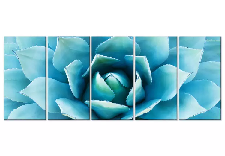 Canvas Abstract agave - succulent in shades of blue
