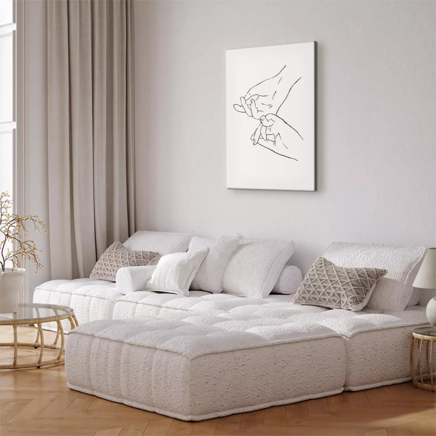 Canvas Art Print Treasure in Hands - Touch in Black and White Tones