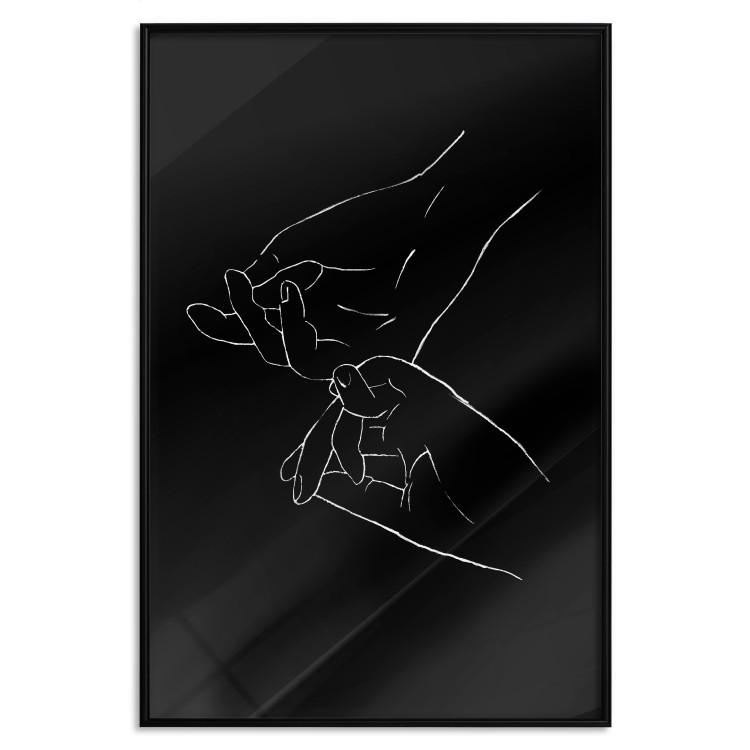 Poster Gesture - black and white composition with delicate line art of clasped hands