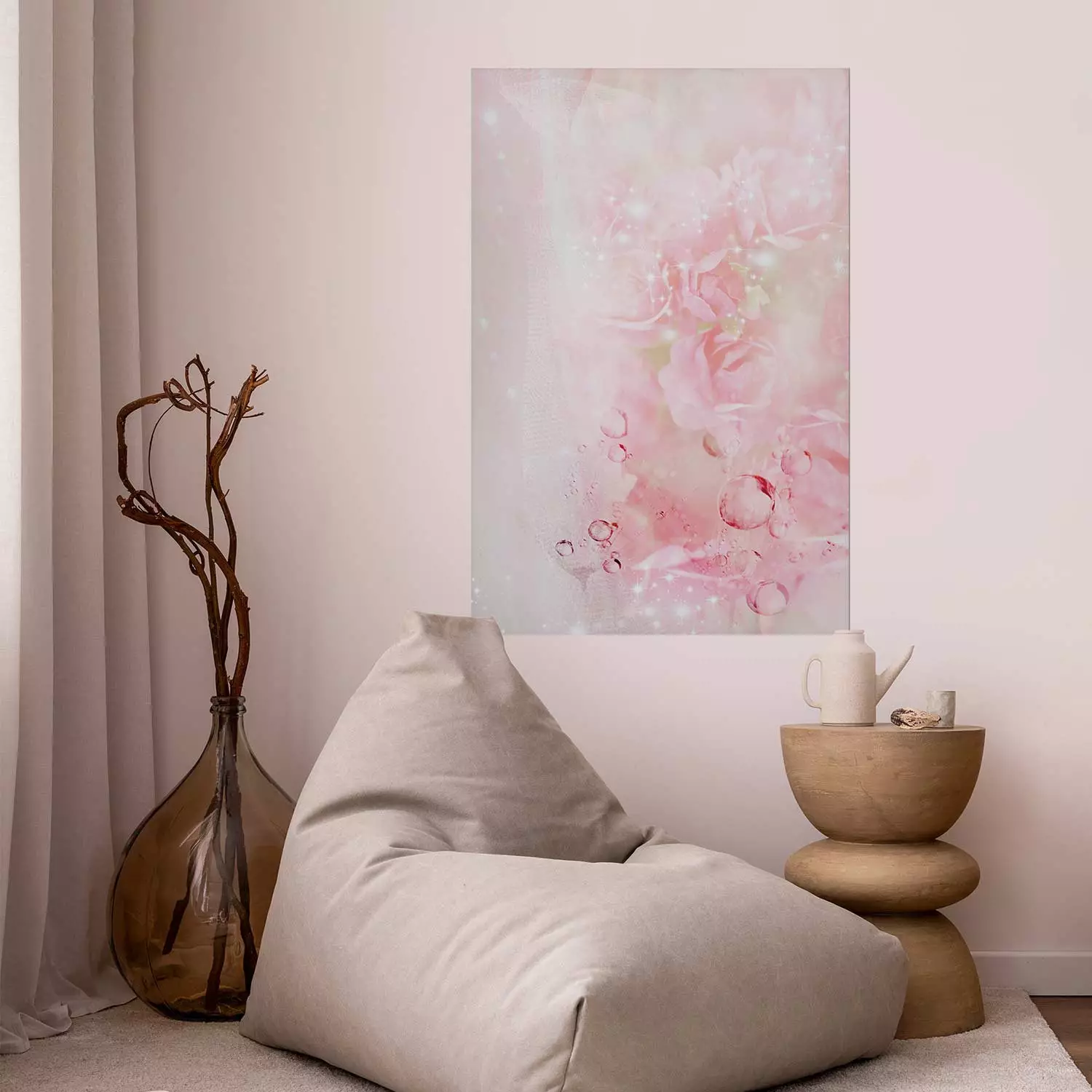 Poster Pink Nature - radiant abstraction with delicate botanical motif