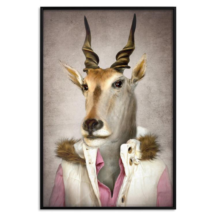 Poster Antelope Jessica - portrait of an animal with a human silhouette in a vest