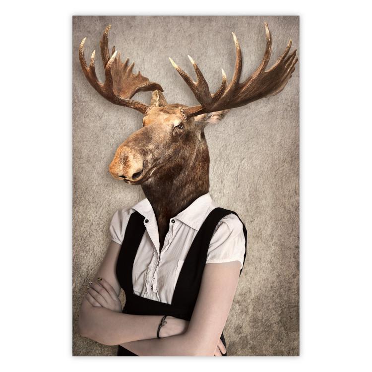 Poster Moose of Łeba - fantasy with a portrait of a horned animal with a human body