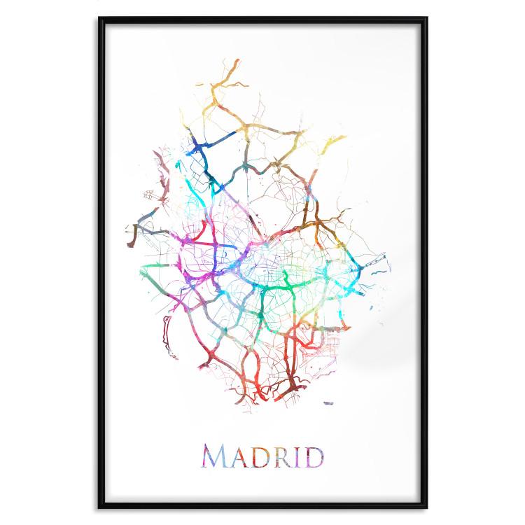 Poster Madrid - colorful map of one of the cities in Spain and English inscription