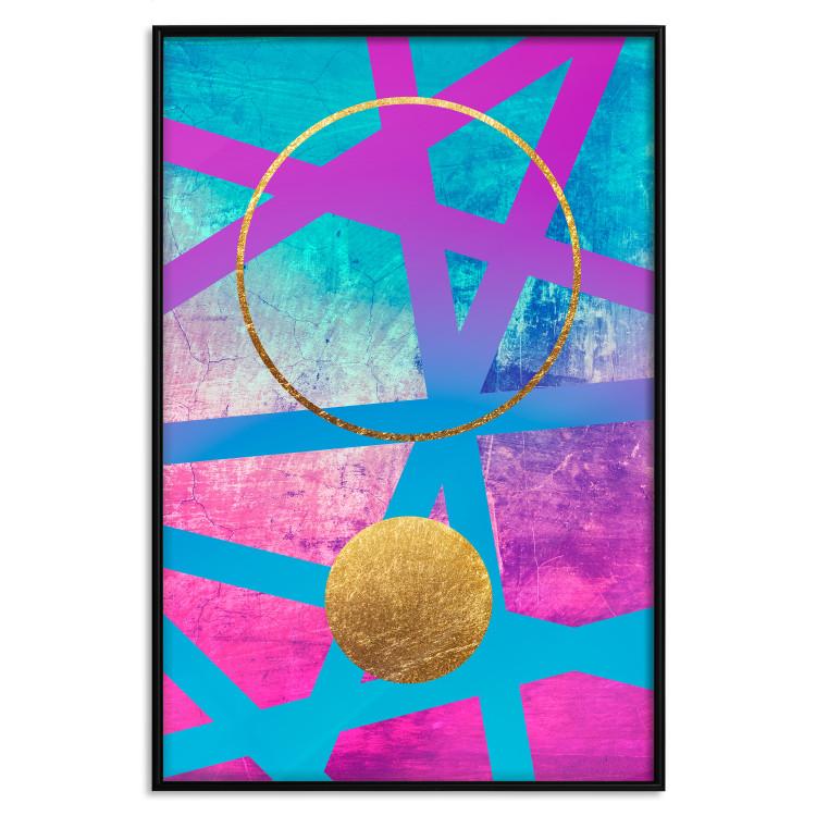 Poster Obstacle Course - colorful geometric abstraction with golden accents