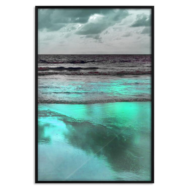 Poster Sea Nostalgia - Scandinavian landscape of green water against the sky