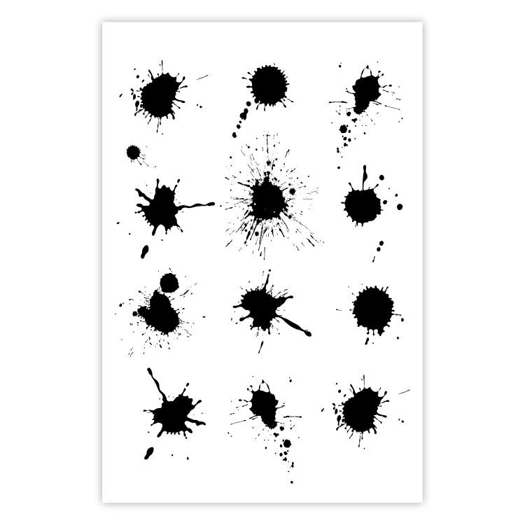 Poster Twelve Spots - simple black and white composition in ink blots