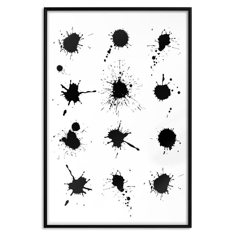Poster Twelve Spots - simple black and white composition in ink blots