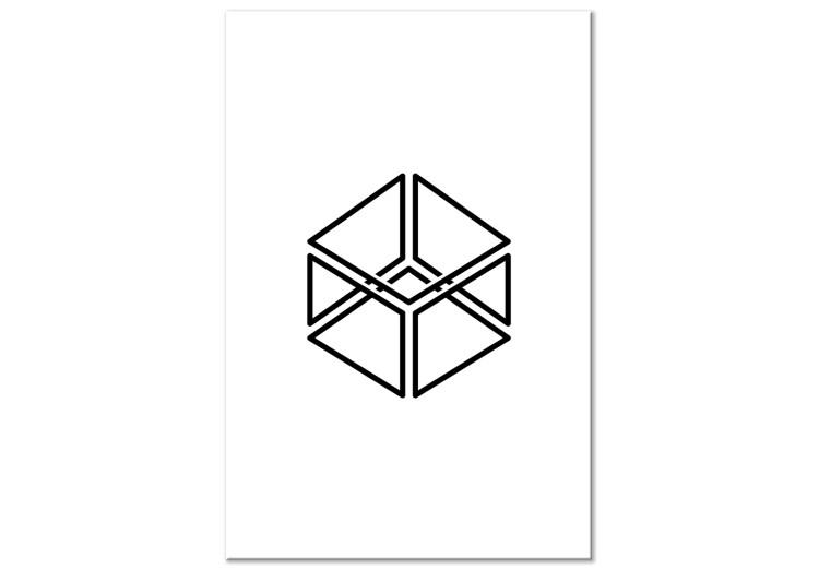 Canvas Geometric cube - minimalistic black pattern on a white background