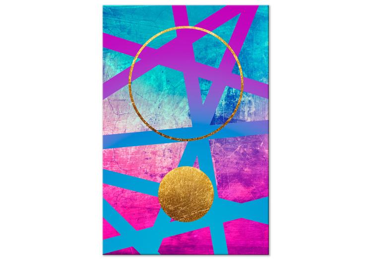 Canvas Crazy abstraction - golden circles and pink geometric figures