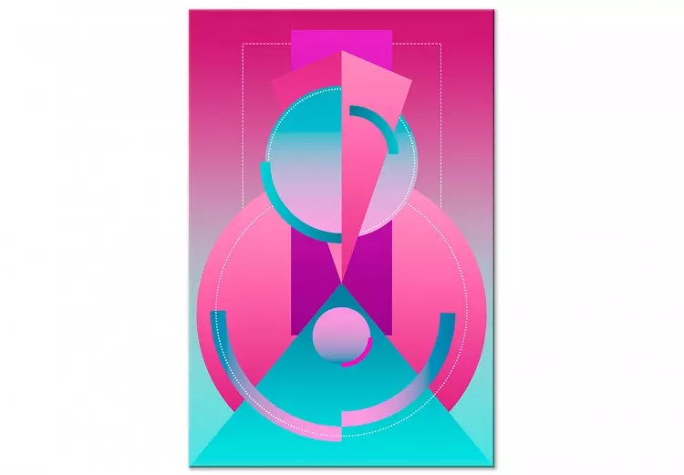 Canvas Geometric abstraction - a variation of pink and blue figures
