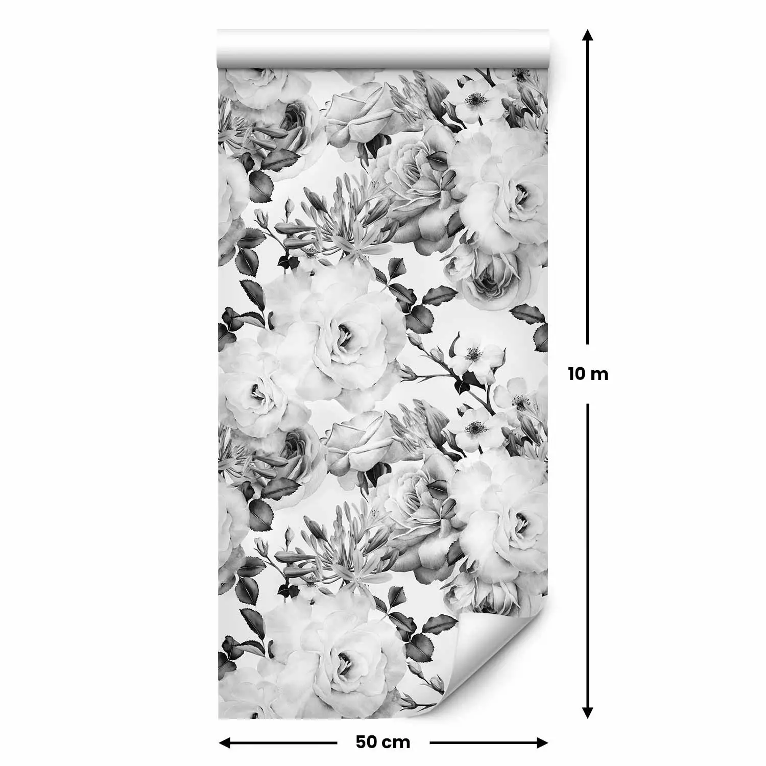 Wallpaper English Flowers (Black and White)