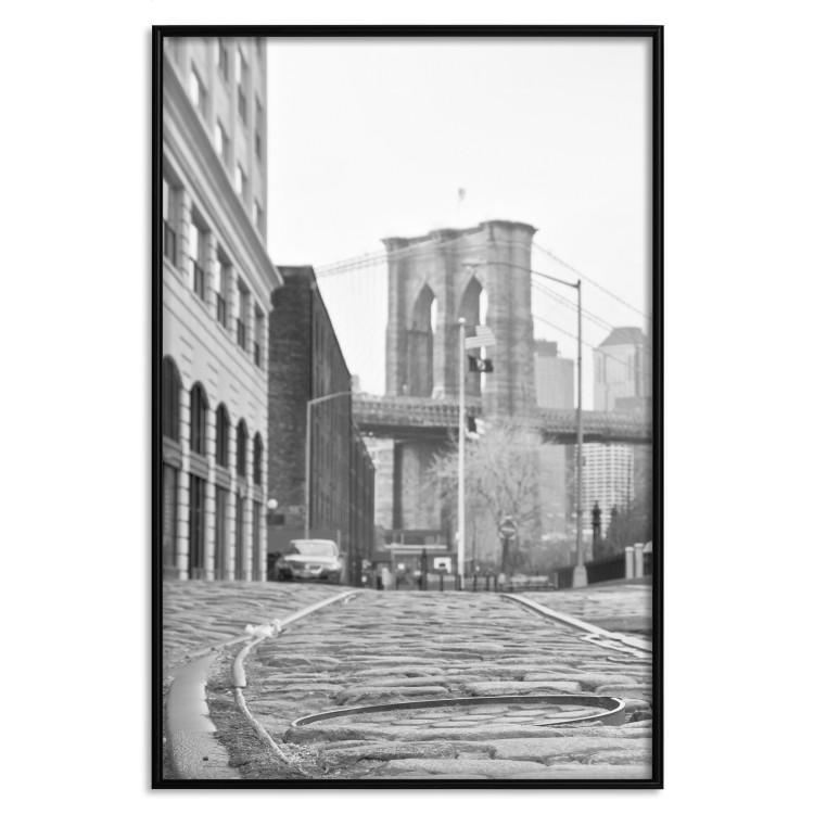 Poster Brooklyn Bridge - black and white composition with New York architecture