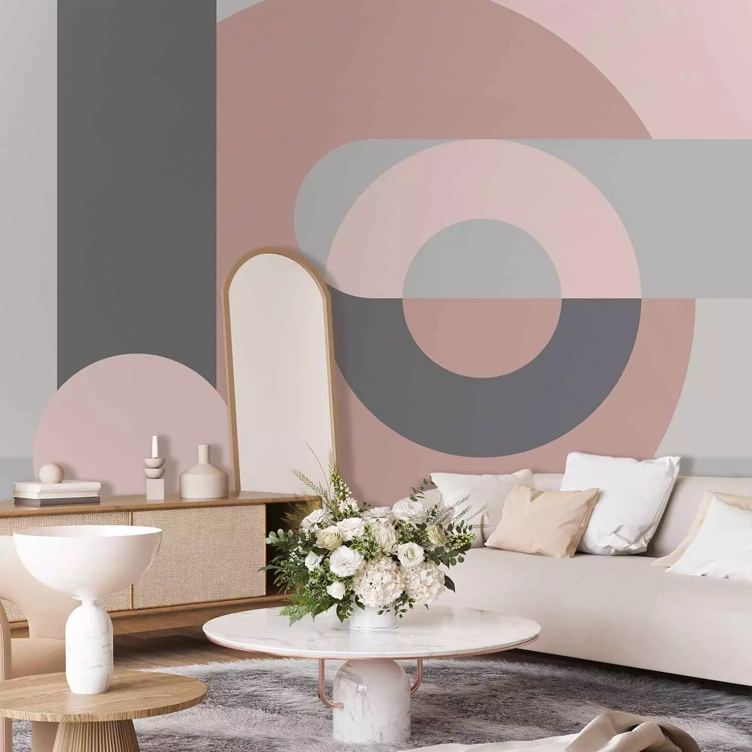 Wall Mural Geometric Wreath (Pink)