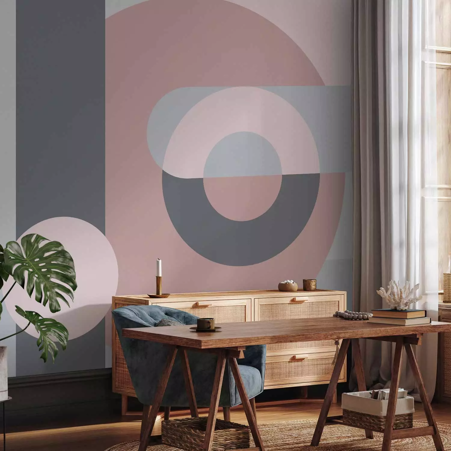 Wall Mural Geometric Wreath (Pink)