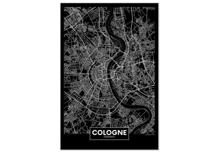 Canvas Cologne - bird's eye view city map of Germany in black and white