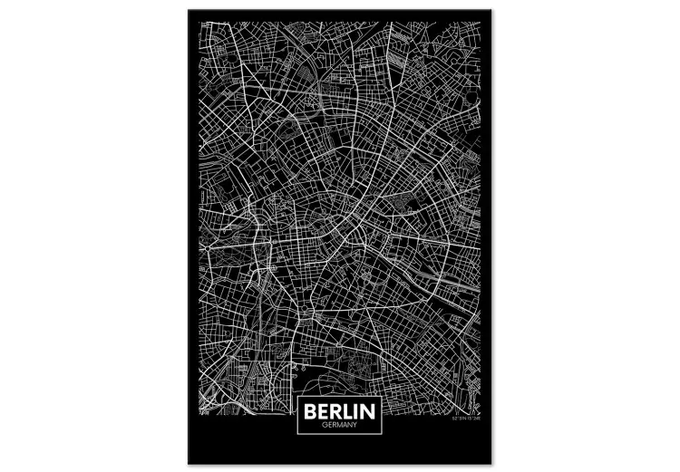 Canvas Berlin Layout (1-part) - Black and White City Map Perspective