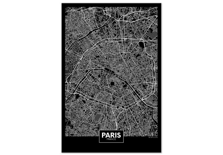 Canvas Dark Map of Paris (1 Part) Vertical