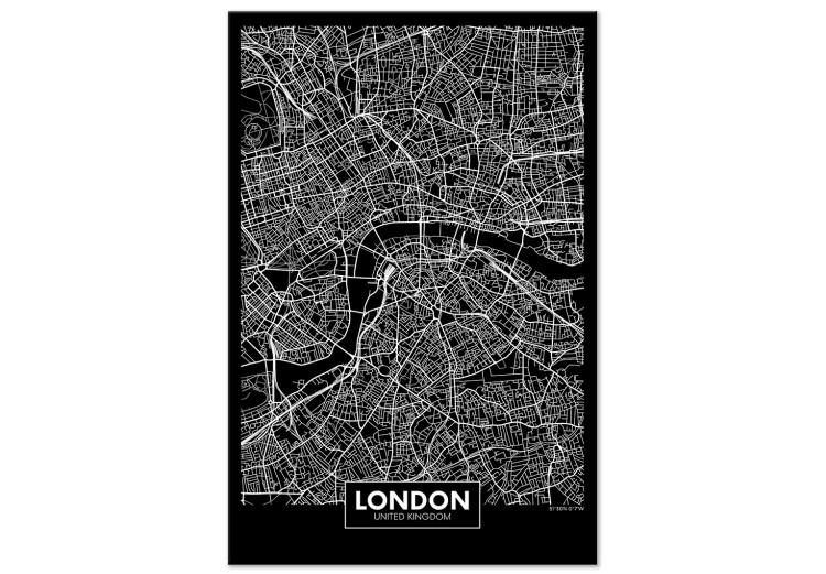 Canvas Dark Map of London (1 Part) Vertical