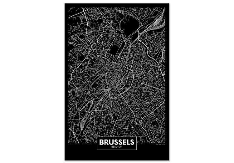 Canvas Brussels - aerial map of Belgium capital city in black and white