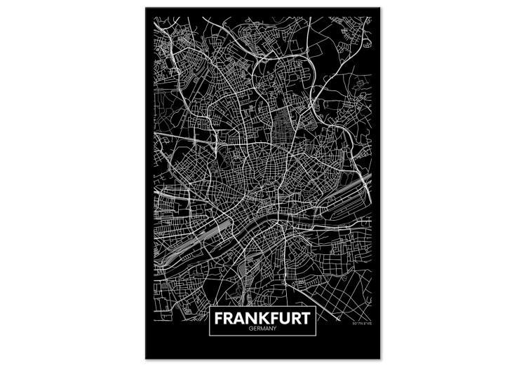 Canvas Black Map of Frankfurt - Black and White Map with subtitles in English