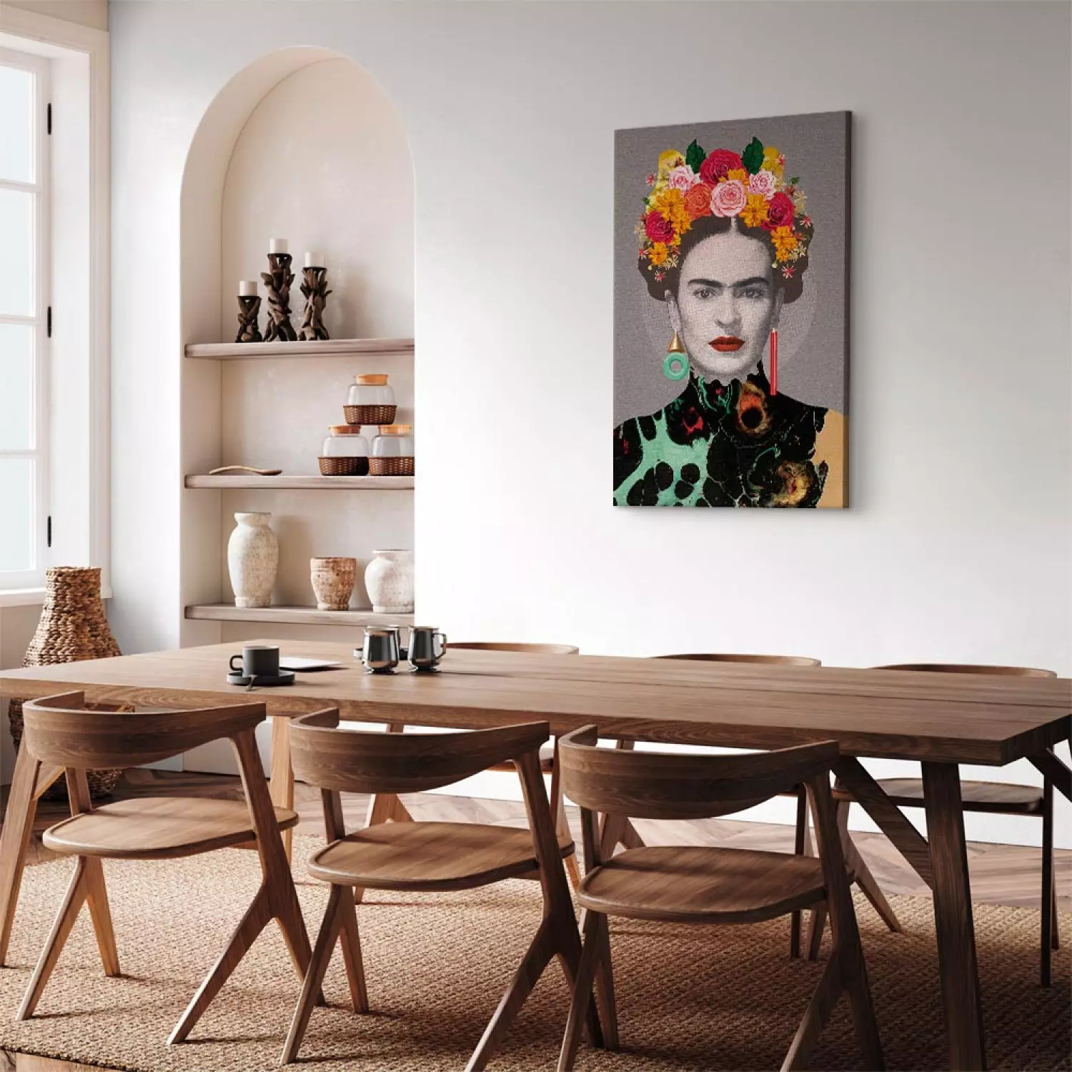 Canvas Art Print Floral Woman Portrait - Colorful Figure Elements