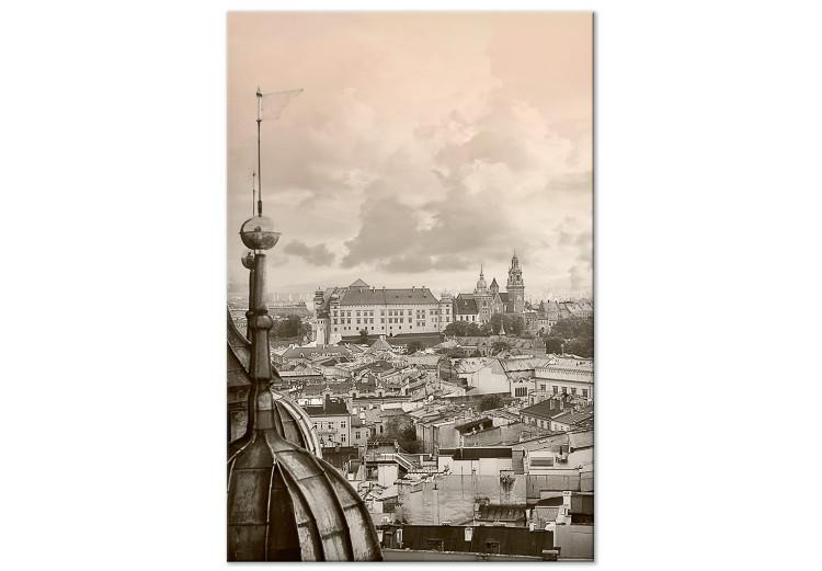 Canvas The Royal Castle - Krakow's panorama of the historic city in sepia